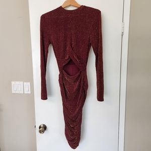 Burgundy Sparkle Midi Dress